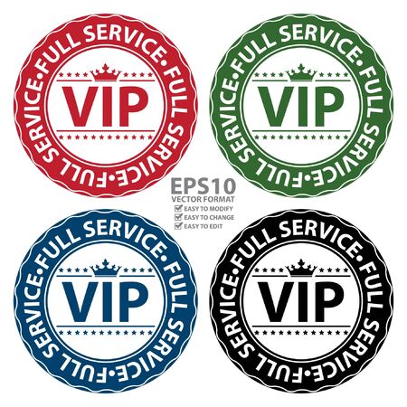 Vector : Colorful VIP Full Service Icon Label Button Badge or Sticker Isolated on White Backgroundのイラスト素材
