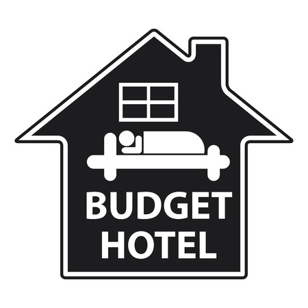 Blue Budget Hotel Icon or Label Isolated on White Backgroundの写真素材