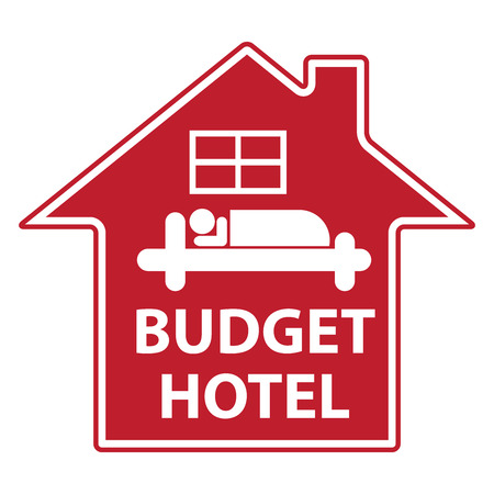 Red Budget Hotel Icon or Label Isolated on White Backgroundの写真素材