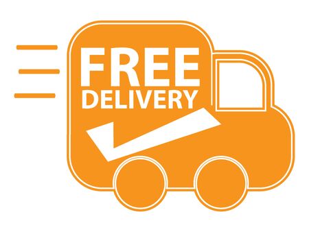 Orange Free Delivery Icon or Label Isolated on White Backgroundの写真素材