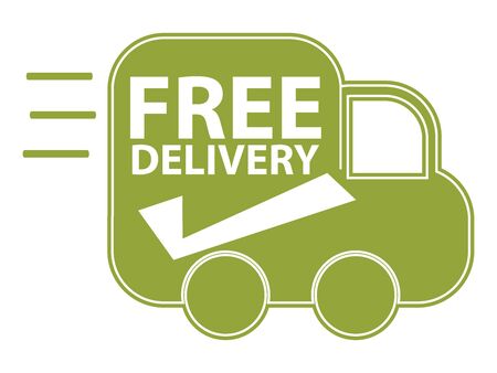 Green Free Delivery Icon or Label Isolated on White Backgroundの写真素材