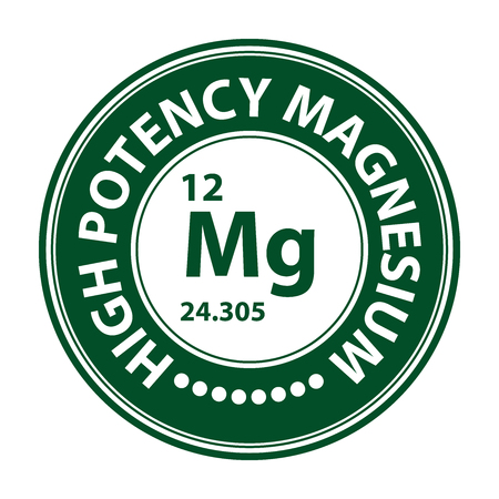 Green Circle High Potency Magnesium With Atomic Number Sign Icon Label or Sticker Isolated on White Backgroundの写真素材