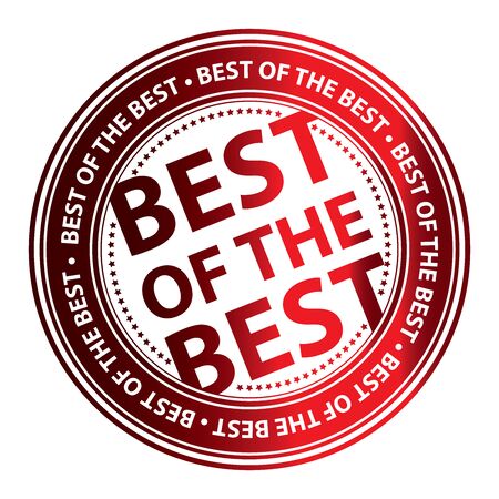 Red Circle Glossy Style Best of The Best Icon Sticker or Label Isolated on White Backgroundの写真素材