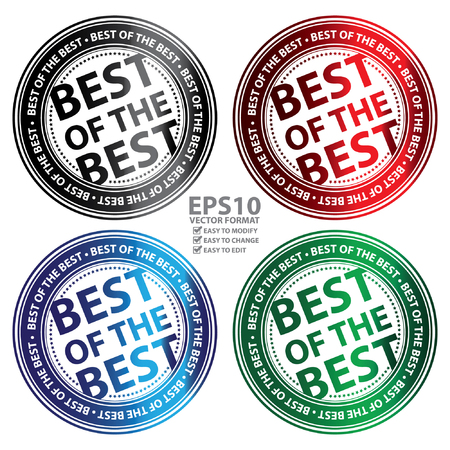 Vector : Colorful Circle Metallic Style Best of The Best Icon Sticker or Label Isolated on White Backgroundのイラスト素材