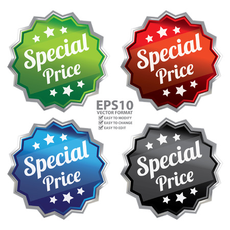 Vector : Colorful Metallic Style Special Price Icon or Label Isolated on White Backgroundのイラスト素材