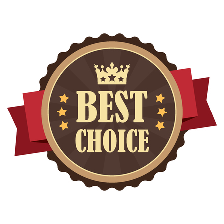 Brown Vintage Best Choice Icon Badge Sticker or Label Isolated on White Backgroundの写真素材