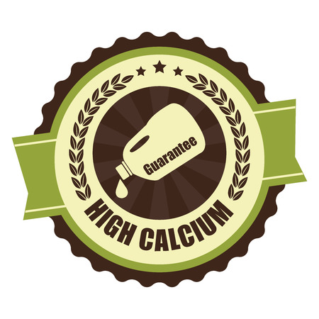 Green Vintage High Calcium Guarantee Icon Badge Sticker or Label Isolated on White Backgroundの写真素材