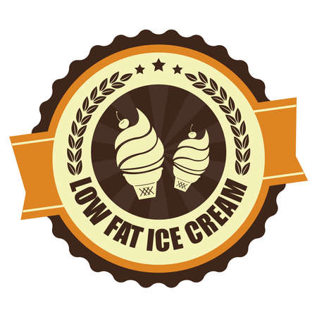 Orange Vintage Low Fat Ice Cream Icon Badge Sticker or Label Isolated on White Backgroundの写真素材