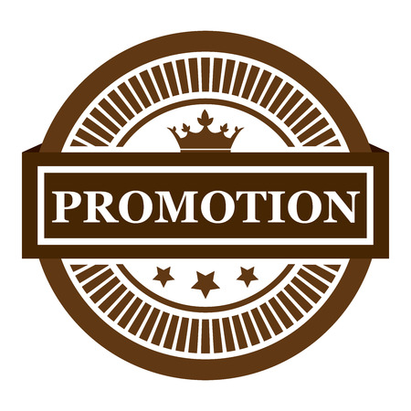 Brown Promotion Badge Icon Label Sign or Sticker Isolated on White Backgroundの写真素材