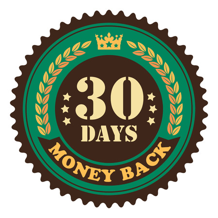 Green Vintage 30 Days Money Back Icon Badge Sticker or Label Isolated on White Backgroundの写真素材