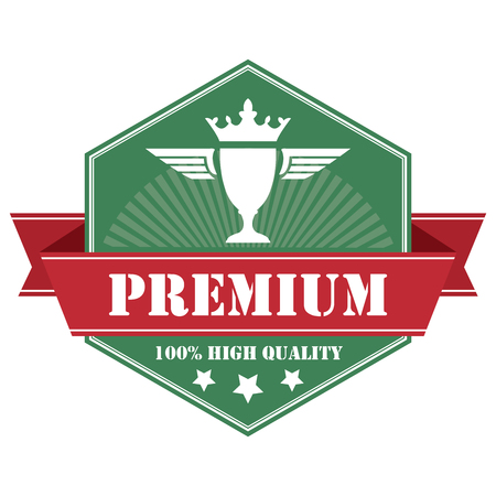 Green Vintage Premium 100 High Quality Icon Badge Sticker or Label Isolated on White Backgroundの写真素材