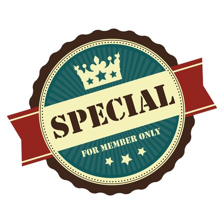 Blue Vintage Style Special for Member Only Icon Badge Sticker or Label Isolated on White Backgroundの写真素材