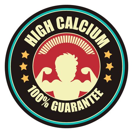 Black Vintage High Calcium 100 Guarantee Icon Badge Sticker or Label Isolated on White Backgroundの写真素材