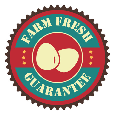Vintage Farm Fresh Egg Guarantee With Egg Icon, Badge, Sticker or Label Isolated on White Backgroundの写真素材