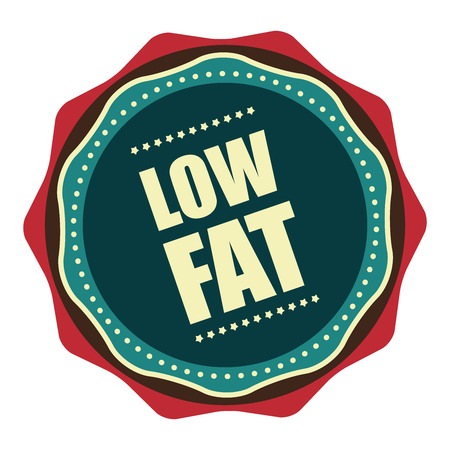 Blue Vintage Low Fat Icon, Badge, Sticker or Label Isolated on White Backgroundの写真素材