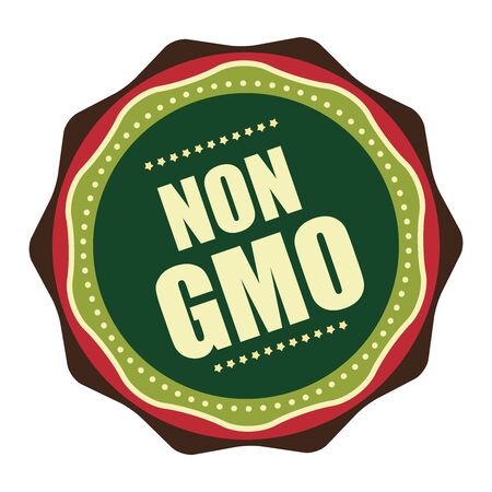 Green Vintage Non GMO Icon, Badge, Sticker or Label Isolated on White Backgroundの写真素材