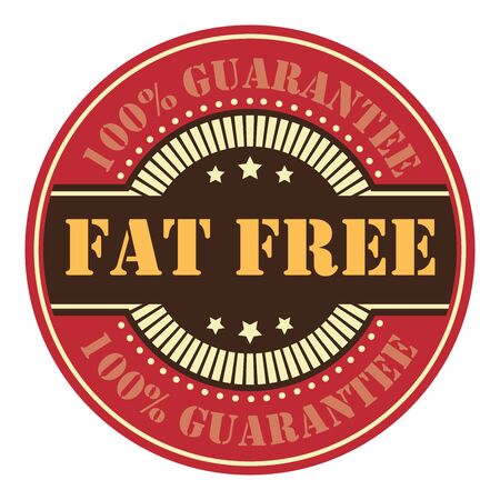 Red Circle Vintage Fat Free Icon, Badge, Sticker or Label Isolated on White Backgroundの写真素材