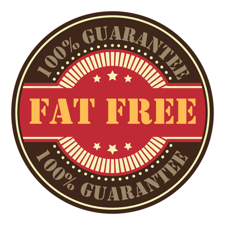 Brown Circle Vintage Fat Free Icon, Badge, Sticker or Label Isolated on White Backgroundの写真素材