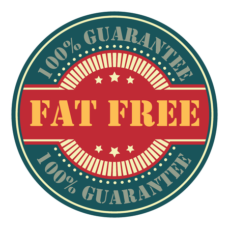 Blue Circle Vintage Fat Free Icon, Badge, Sticker or Label Isolated on White Backgroundの写真素材