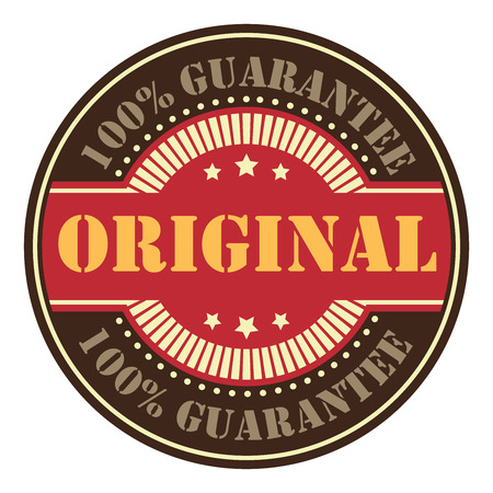 Black Circle Vintage Original 100 Guarantee Icon, Badge, Sticker or Label Isolated on White Backgroundの写真素材