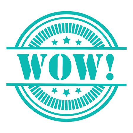 Blue WOW Icon,Sticker or Label Isolated on White Backgroundの写真素材