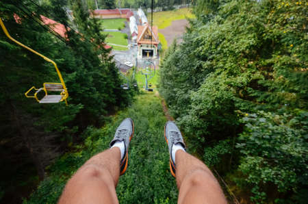 Elevator to the top of the mountain in the Carpathiansの写真素材
