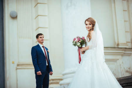 Beautiful Wedding walk on nature Ukraine Sumyの写真素材