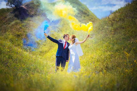 Beautiful Wedding walk on nature Ukraine Sumyの写真素材