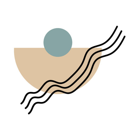 Sun and waves flat line icon. Vector illustration, EPS 10.のイラスト素材