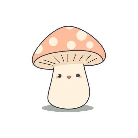 Cute cartoon mushroom. Vector illustration. Isolated on white background.のイラスト素材