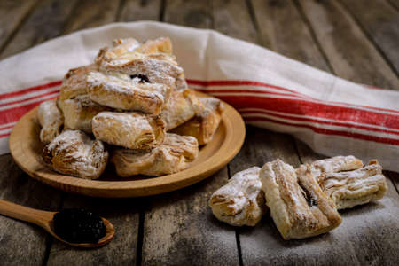 Homemade cookies of superior taste made with pork fat and jam filling. Popular and traditional in Serbia, where they are known as Salcici.の写真素材