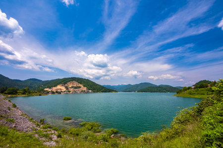 Amazing view of Zaovine lake on Tara mountain in Serbia.の写真素材