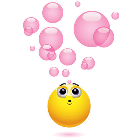 Smiling ball blowing bubblesのイラスト素材
