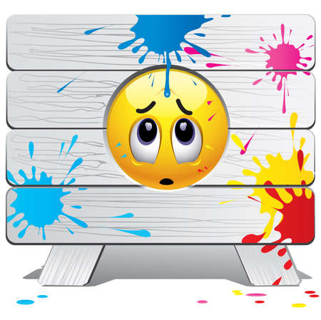 smiling ball looking frightened at dangerのイラスト素材