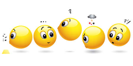 Smiling balls waiting in a rowのイラスト素材