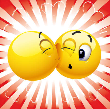 Smiling ball kissing another smiling ball  のイラスト素材