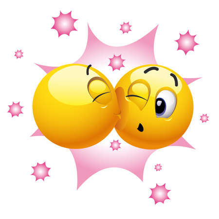 Smiling ball kissing another smiling ball  のイラスト素材