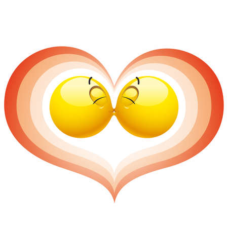 Smiling ball kissing another smiling ball  のイラスト素材