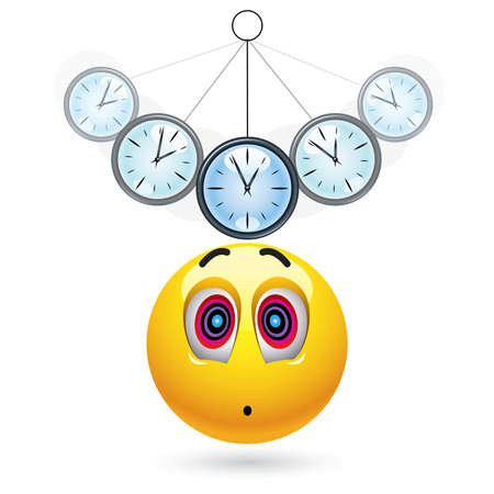 Smiley ball being hypnotized with clockのイラスト素材