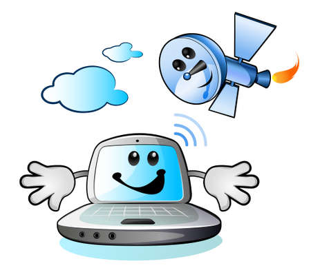 Laptop computer and satelliteのイラスト素材
