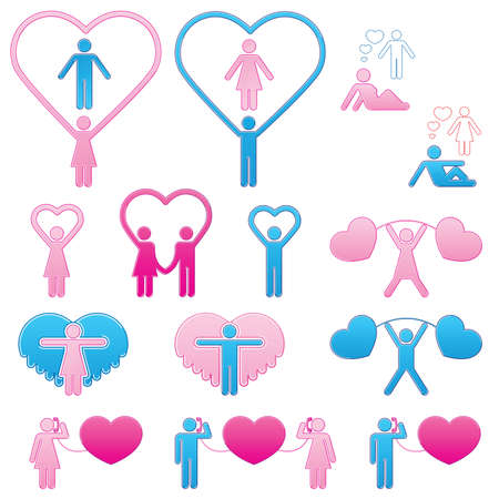 Pictograms which represent couple in loveのイラスト素材