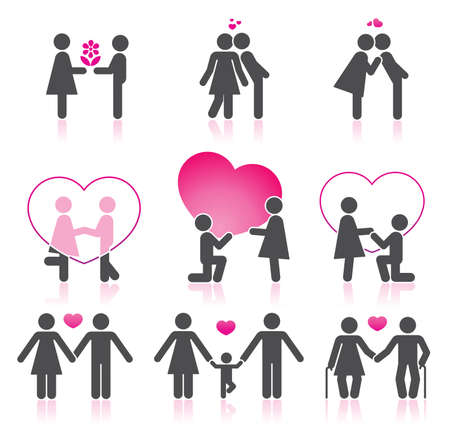 Pictograms which represent couple in loveのイラスト素材