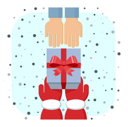 Flat design illustration of Santa Clause giving presentのイラスト素材