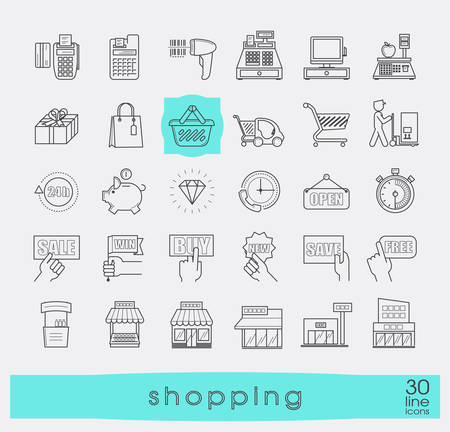Set of shopping icons. Premium quality outline symbol collection.のイラスト素材