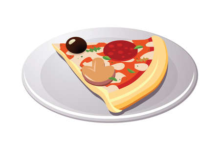 Slice of pizza. Vector illustration of tasty pizza.のイラスト素材