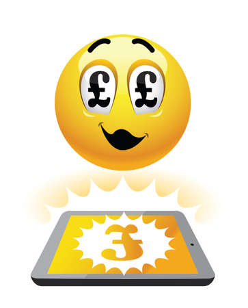 Freelance earning. Illustration of smileys earning over the net. Work from home.のイラスト素材