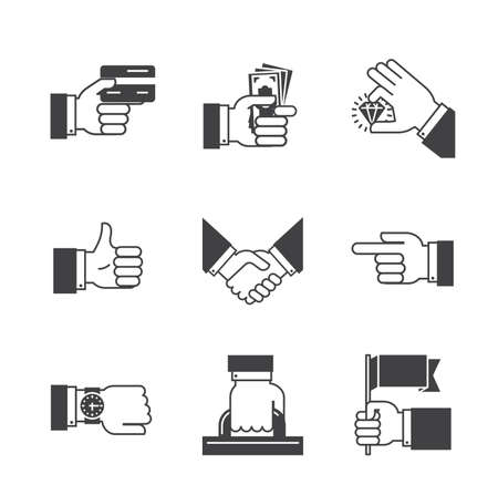 Collection of business icons. Set of hand icons.Premium quality icons.のイラスト素材