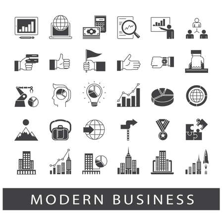 Collection of modern business icons. Premium quality icons for business and finances. Set of business icons. Vector illustration.のイラスト素材