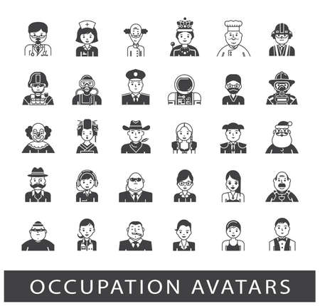 Set of avatar icons. Collection of avatar icons related to professional occupation.のイラスト素材