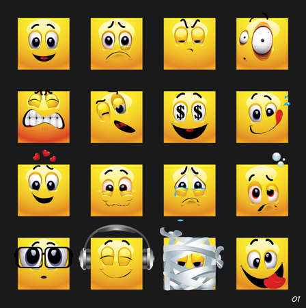 Vector set of face icons.のイラスト素材
